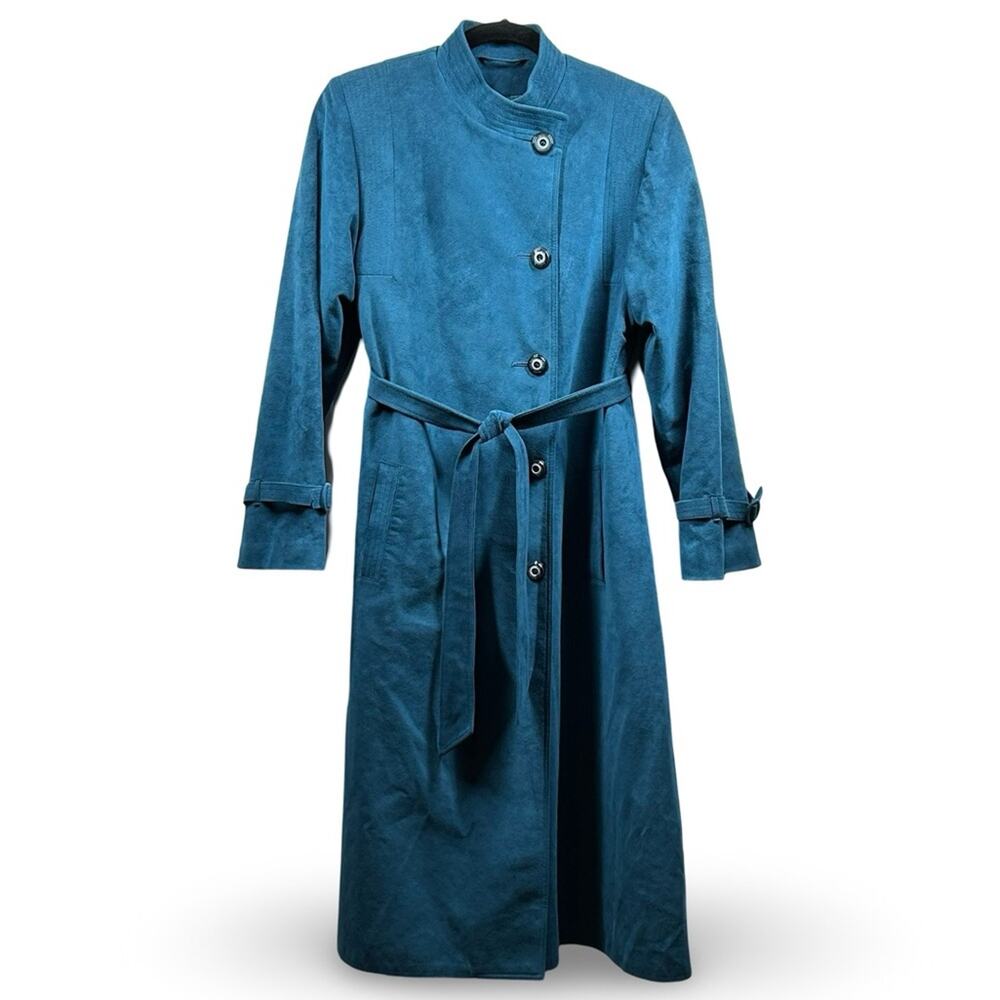 Olympic Vintage Faux Suede Trench Coat Women's Size 10 Luxe Made in Canada 90s